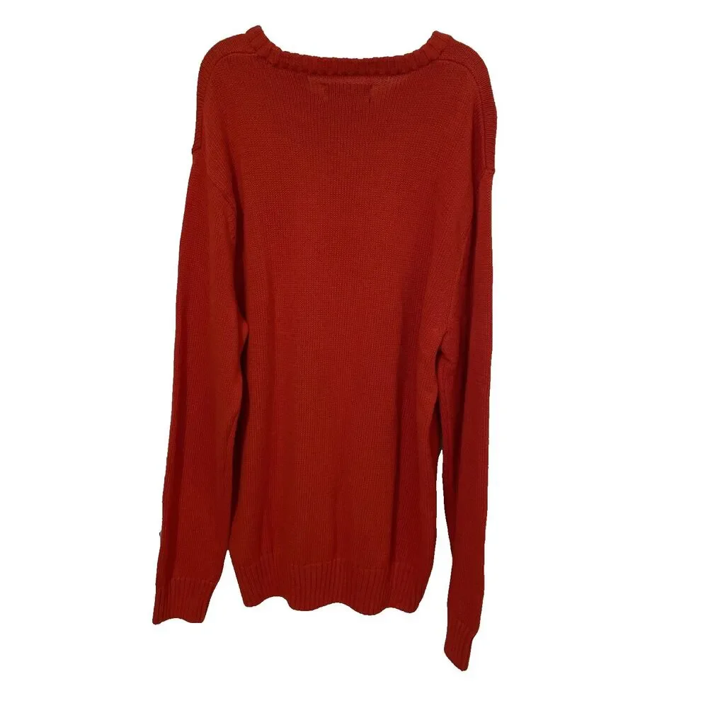 Chaps Orange Cotton Crew Neck Knit Sweater Mens Size Large  NEW